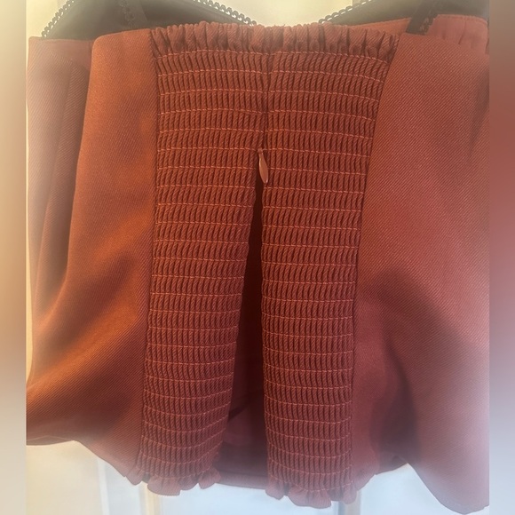 NEW Reformation Melanie Strappy Top Woven Silk Contrast Dark Red | size 0 - Picture 11 of 11